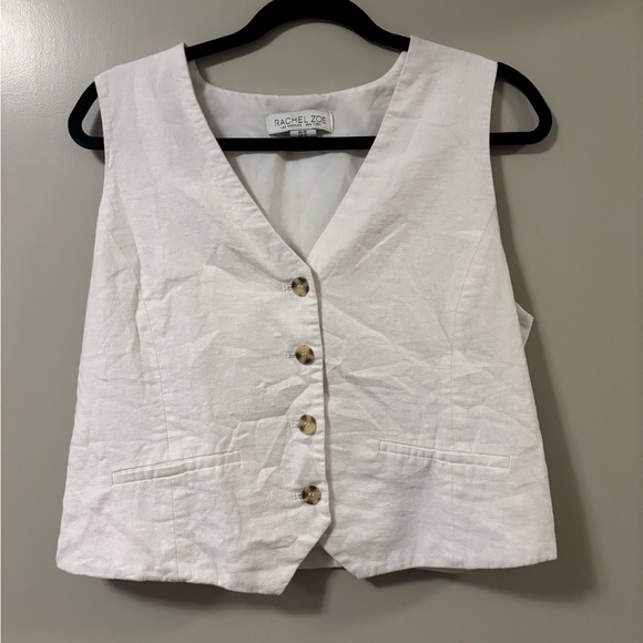 Rachel Zoe Cream Button Down Vest - Picture 1 of 4